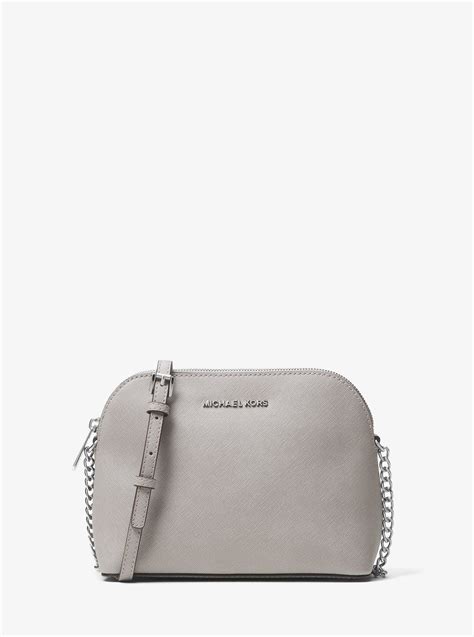 michael michael kors cindy large saffiano leather crossbody pearl grey